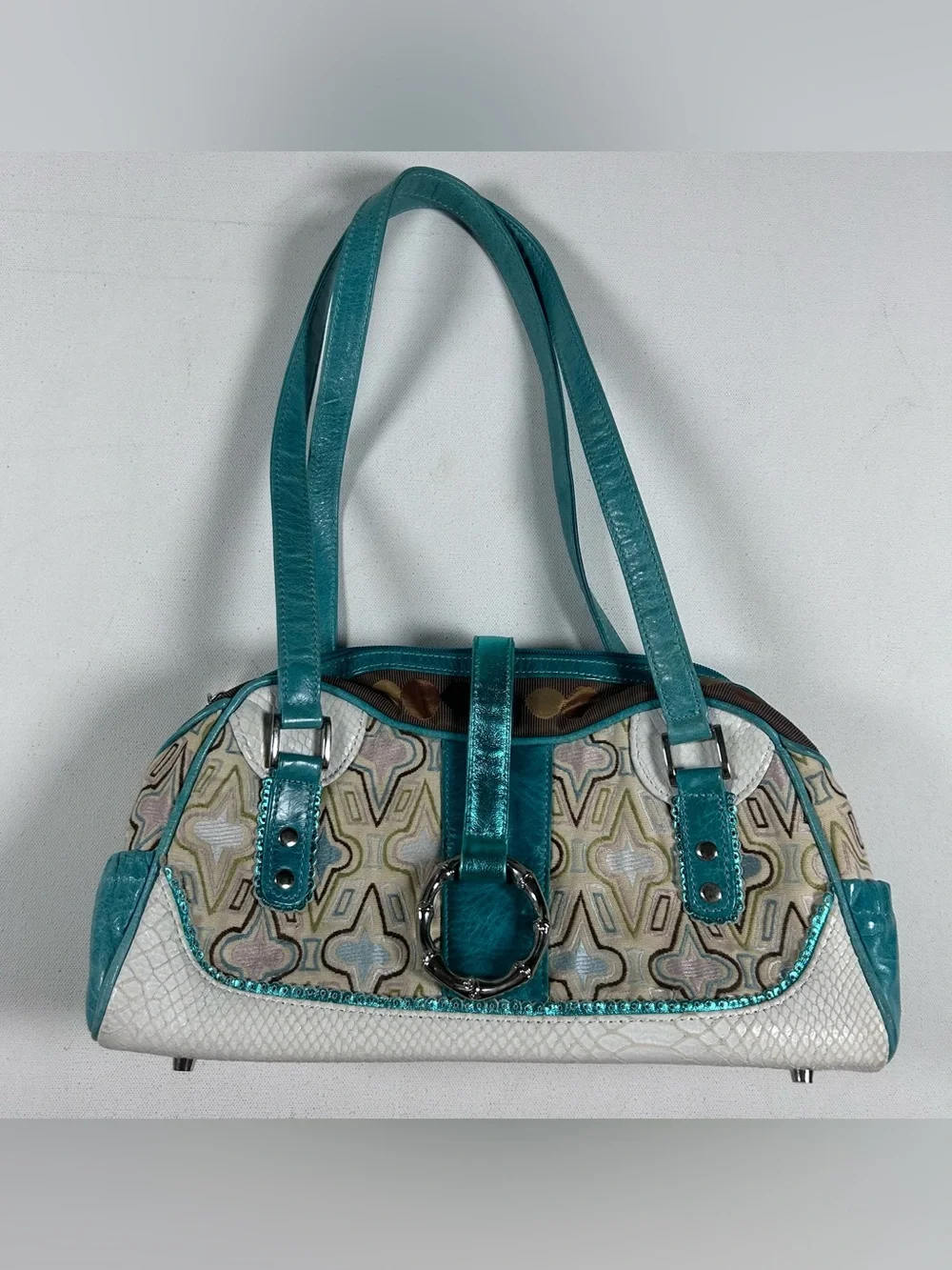 Spencer & Rutherford Shoulder Bag Geometric Colorful Snakeskin Leather Australia